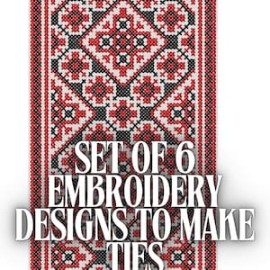 Set of 6 embroidery designs to make Slavic/Folk Ties, Tie embroidery design, Shirts tie embroidery design, Ukrainian embroidery design