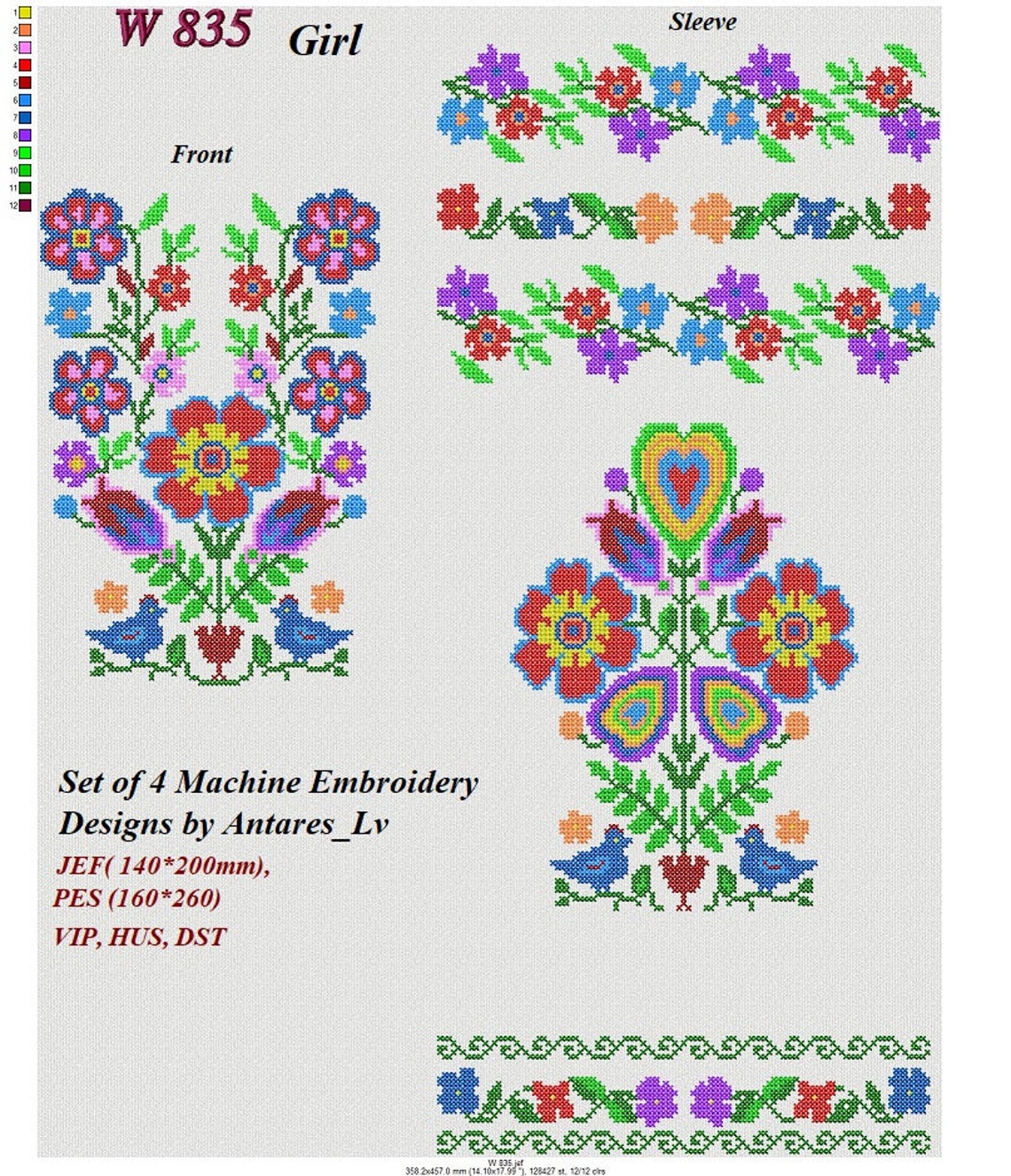 Vyshyvanka Set of 4 Machine Embroidery Designs Slavic Etsy