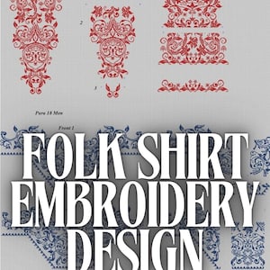 Folk machine embroidery design for couple, Ukrainian embroidery design for woman & man, Slavic cross stitch design for Ukrainian Blouse