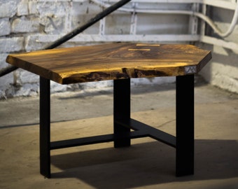 Figured Walnut Industrial Coffee Table