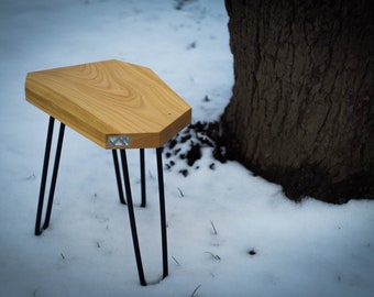 Cherry wood geometric side artisan table