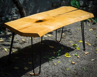 Beukenhouten koffietafel met levende rand