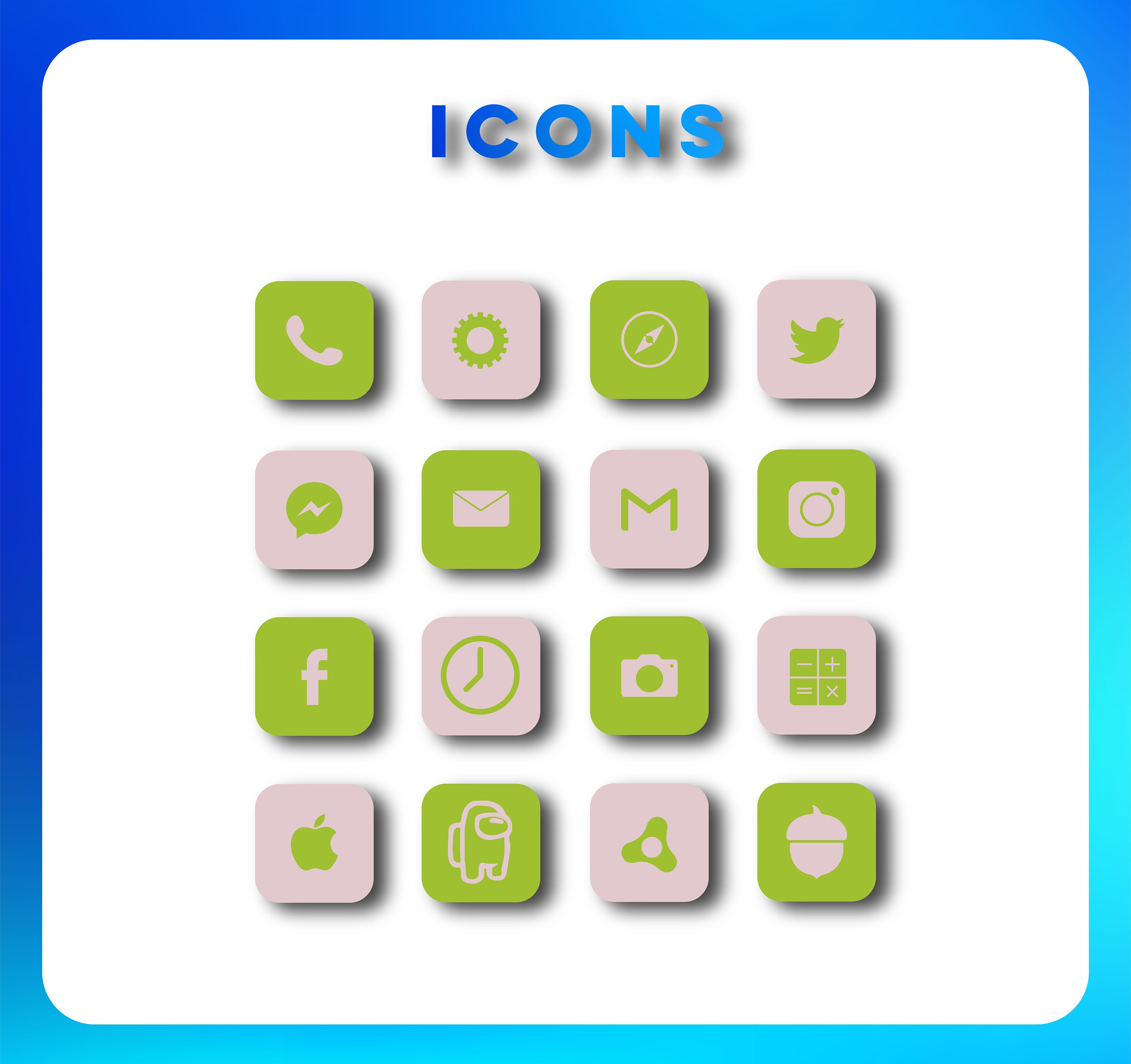 Green iOS 14 Icons Green Icons for iPhone Green Aesthetics Etsy