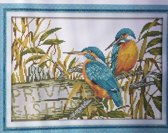 Cross Stitch Kit Two Kingfishers