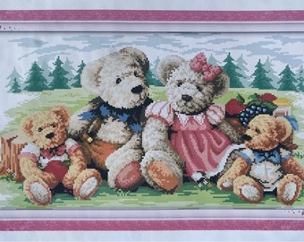Cross Stitch Kit Teddy Bear Family