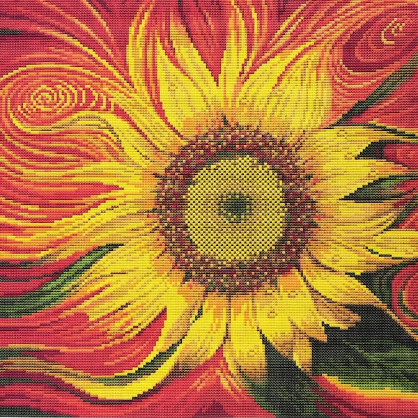 Cross Stitch Kit Red Sunflower
