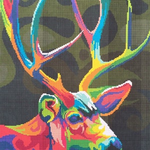 Cross stitch kit colourful stag