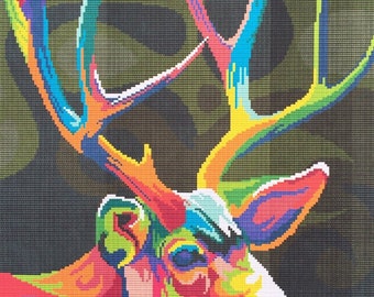 Cross stitch kit colourful stag