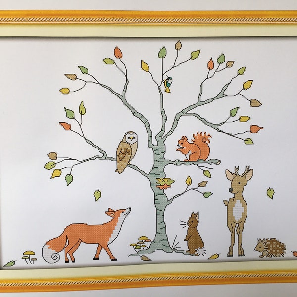 Cross Stitch Kit Woodland,Fox, Owl, Deer and Tree