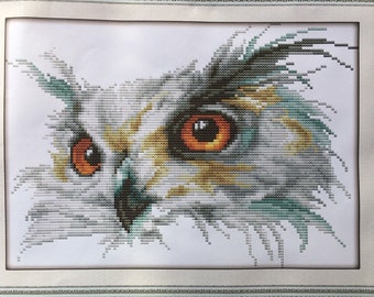 Cross stitch kit owl face