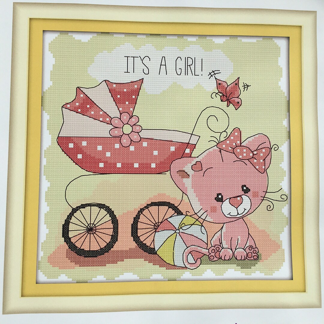 Cross Stitch Kit Baby Its a Girl Birth Announcement Etsy