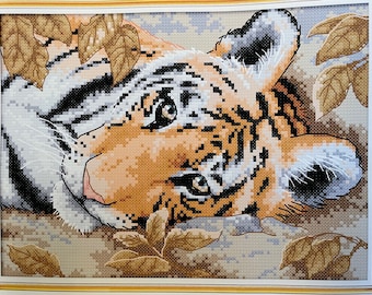 Cross Stitch Kit Lying Down Tiger Face
