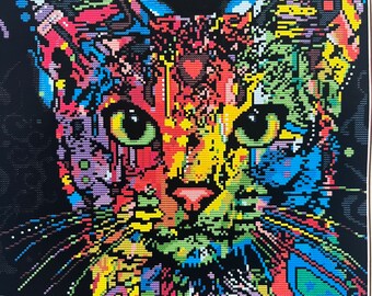 Cross stitch kit abstract cat face