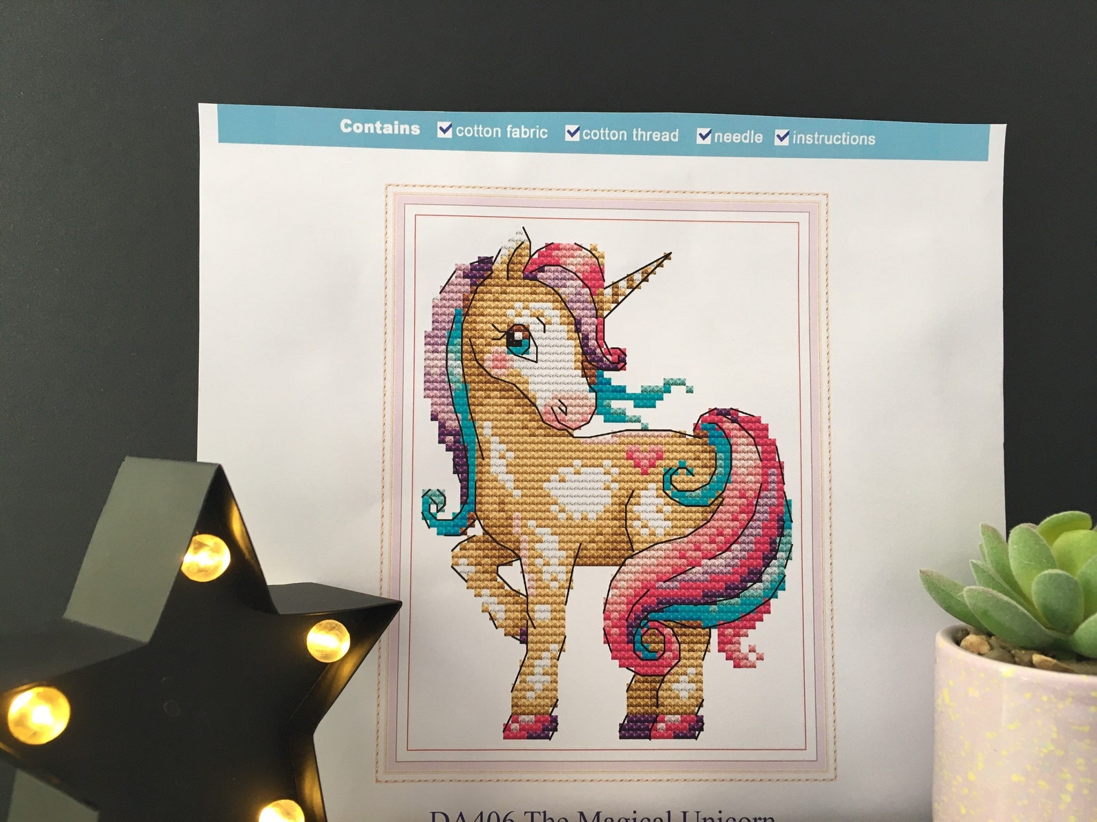 Cross Stitch Kit Unicorn Etsy UK