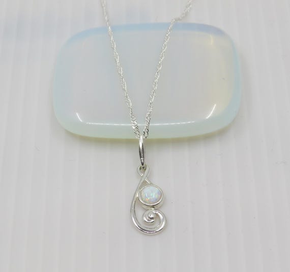 Handmade Opal drop pendant set in sterling silver