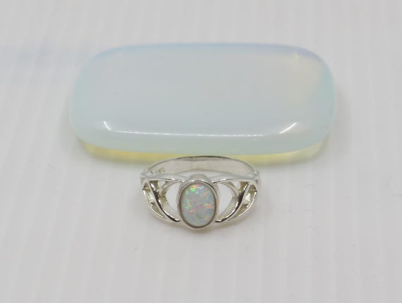 Handmade White Opal Ring set in  Sterling Silver