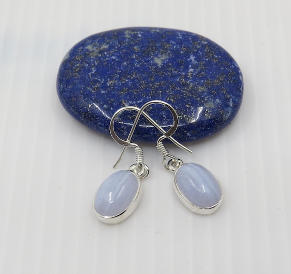 Handmade Blue Lace Agate Earrings set in sterling silver