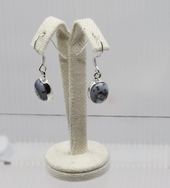 Handmade unique merlinite drop earrings set in sterling silver