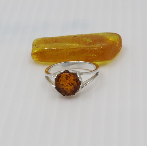 Handmade Amber Ring set in sterling silver