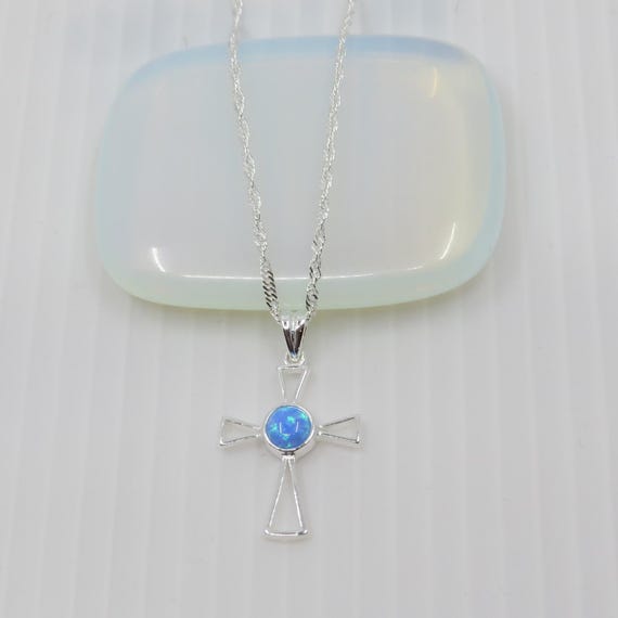 Handmade Blue Abalone Celtic Cross Set In Sterling Silver