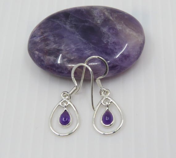 Handmade Amethyst Drop earrings set In sterling silver