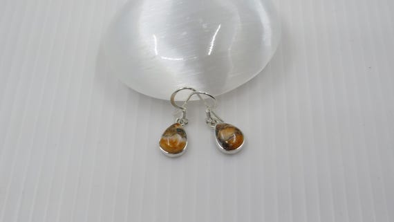 Handmade Oyster Turquoise Sterling Silver Drop Earrings