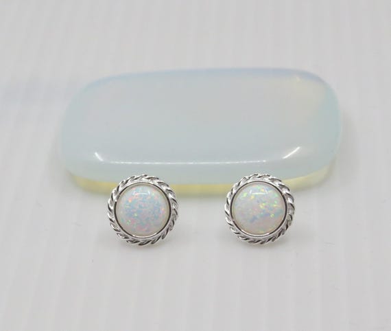 Handmade Opal stud earrings Set In Sterling Silver