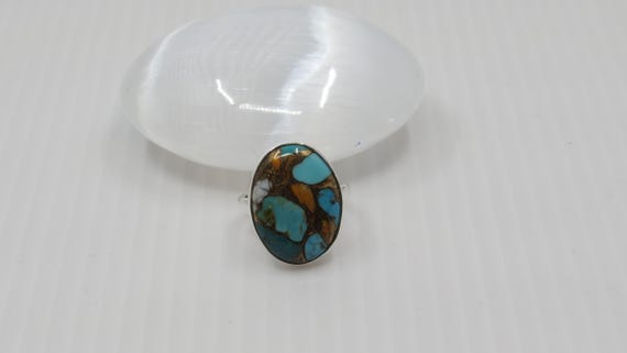Handmade Oyster Mohave Sterling Silver Ring, 18x25mm Gemstone
