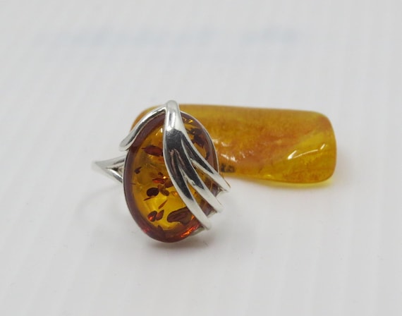 Handmade Amber Ring set in sterling silver