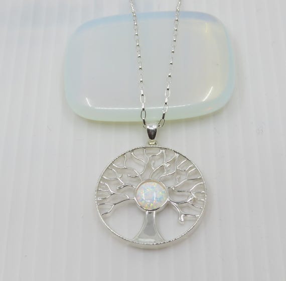 Handmade Sterling Silver Opal Tree of Life Pendant