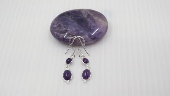 Handmade Amethyst Drop earrings set In sterling silver