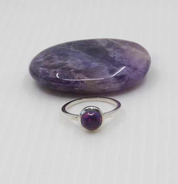 Handmade Purple Mohave Sterling Silver Ring, 6mm Gemstone