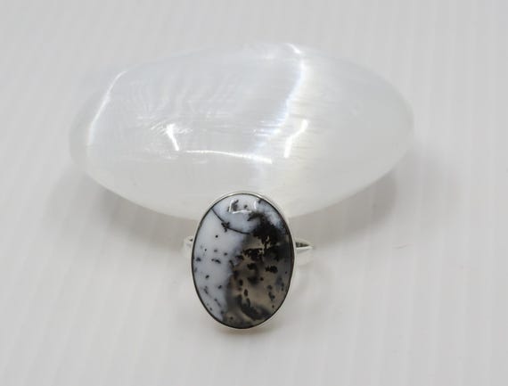 Handmade sterling silver Merlinite ring