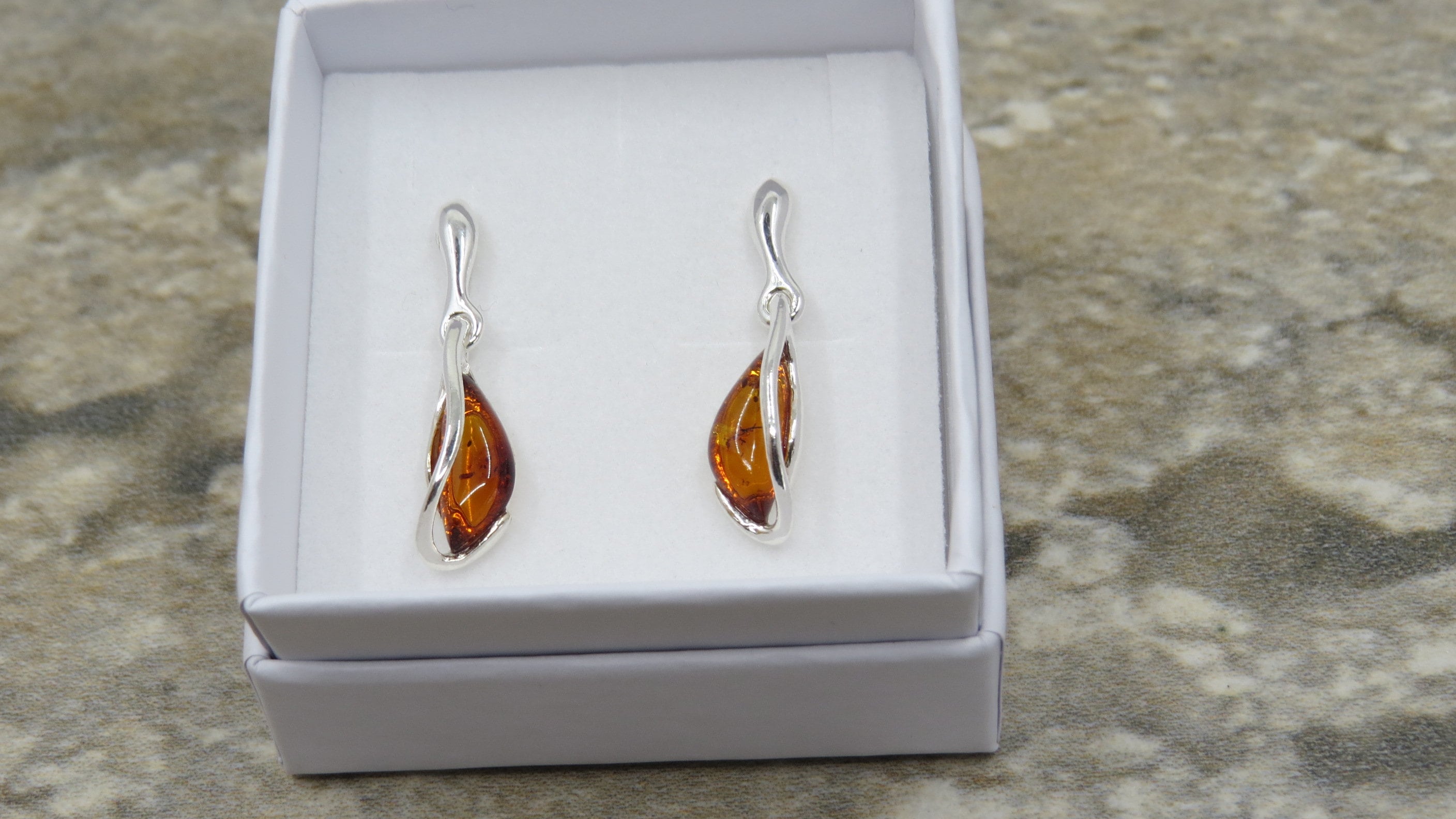 Handmade Amber Drop Earrings set in sterling silver Etsy