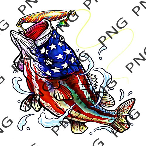 Bass fishing 4th of july dad father’s day american flag png