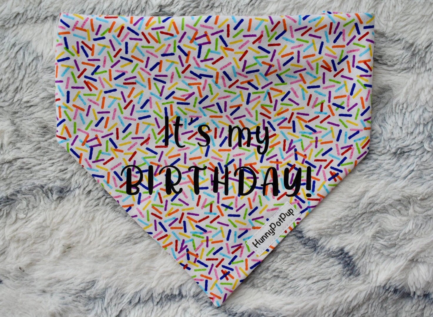 Birthday Dog Bandana, Elastic Dog Bandana, No Tie Dog Bandana, Scrunc…