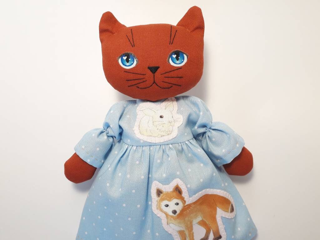 Fabric Cat Doll Heirloom Doll Handmade Etsy