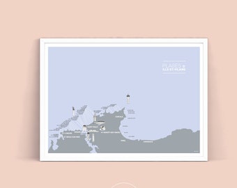 Poster Mappa delle spiagge dell'Ille et Vilaine, illustrazione poster A3 da decorare a parete