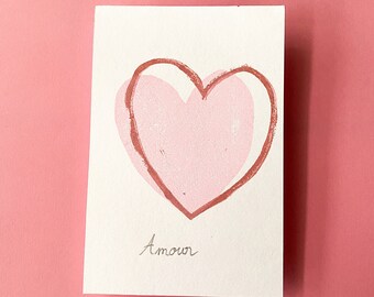 Love heart engraving, postcard for wall decoration