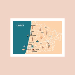Carte postale Au coeur des Landes, illustration 10x15cm pour décoration murale image 3