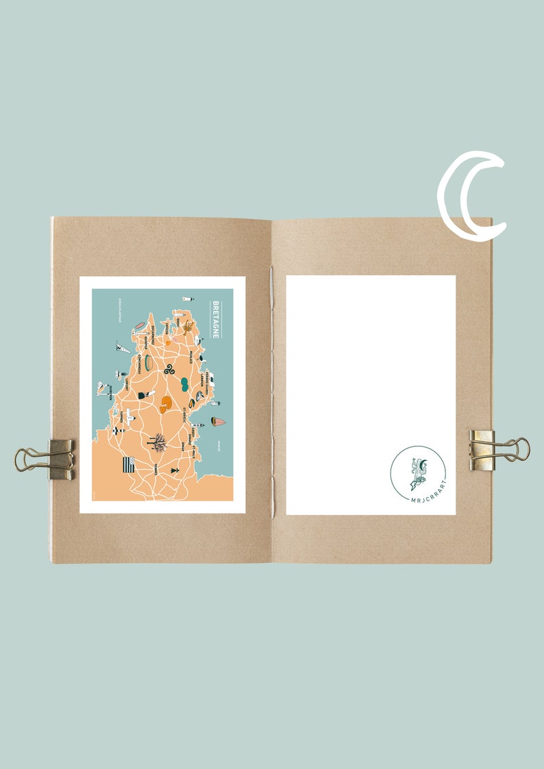 Carte postale Au cœur de la Bretagne, Illustration 10x15cm pour décoration murale image 2