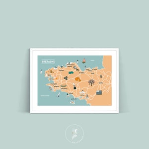Affiche Au cœur de la Bretagne, Illustration poster A3 A4 pour décoration murale
