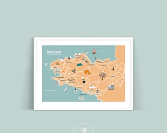 Plakat W sercu Bretanii, ilustracja plakatu A3 A4 do dekoracji ścian
