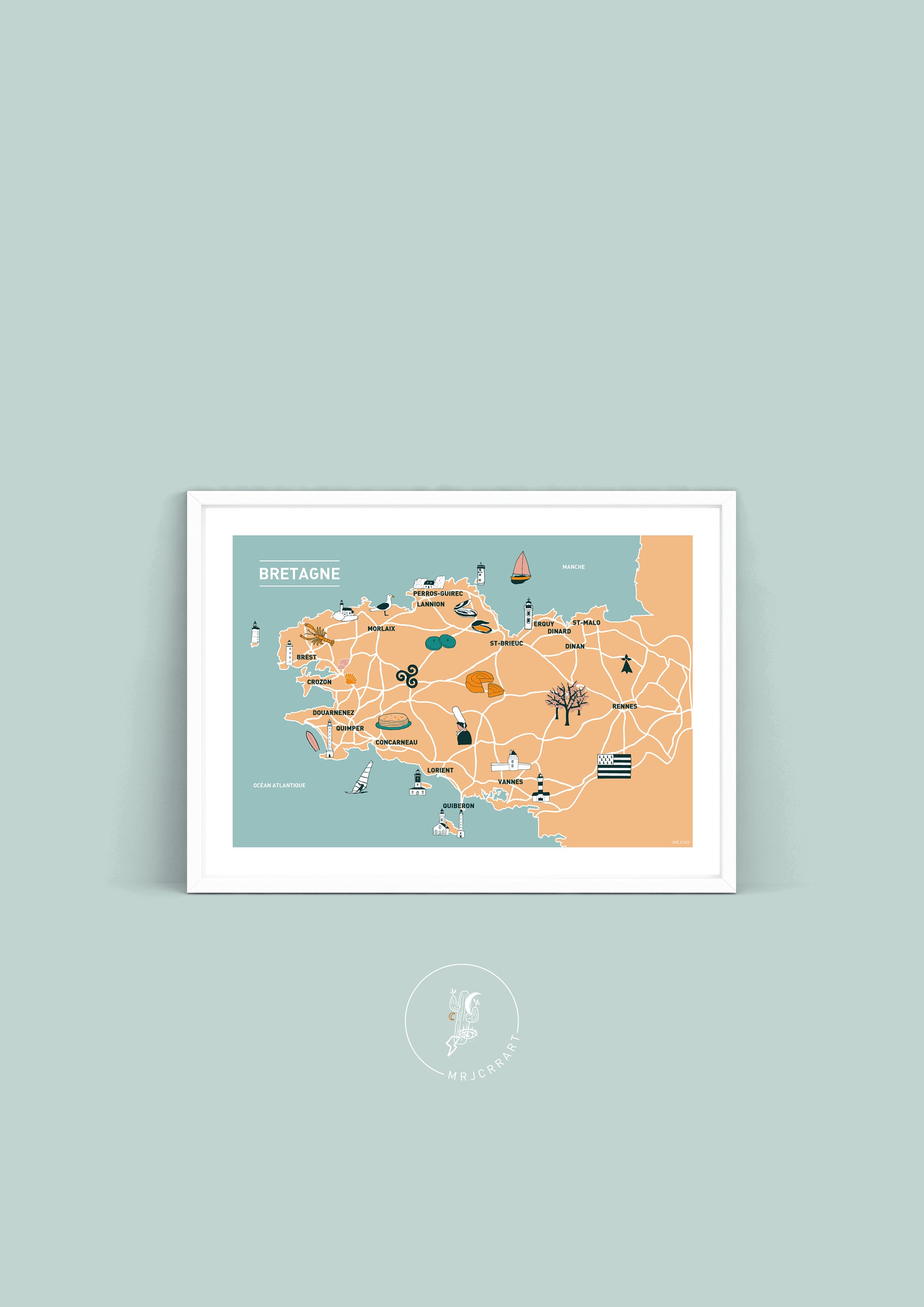 Affiche Au Cœur de La Bretagne, Illustration Poster A3 A4 Pour Décoration Murale