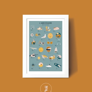 Poster ABC del mare, Poster illustrativo A3 A4 per la decorazione murale