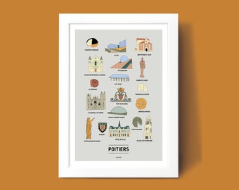 Cartel de Poitiers, Cartel de ilustración A3 A4 para decoración de pared
