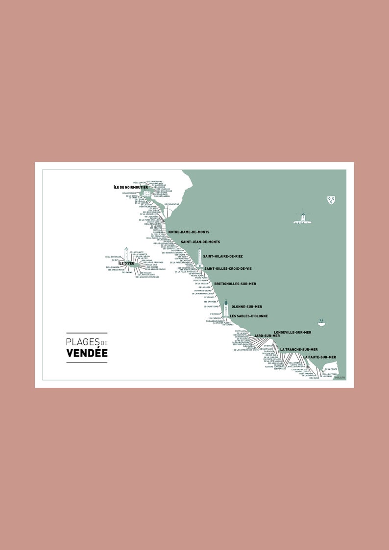Affiche Carte Des Plages De Vend e Illustration Poster A3 Etsy France Affiche Carte Des Plages De Vend e Illustration Poster A3 Etsy France