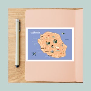 Carte postale Au coeur de la Réunion, Illustration 10x15cm pour décoration murale