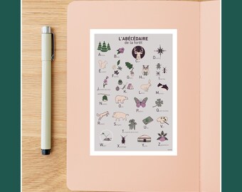 Forest ABC Postcard, 10x15cm Illustration for Wall Decoration
