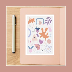 Carte postale illustration numéro 3, Illustration carte postale 10x15cm pour décoration murale